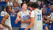 Kentucky Wildcats forward Andrija Jelavic (4) during the three-point contest at the 2025 Big Blue Madness at Rupp Arena in Lexington, Kentucky Saturday, Oct. 11, 2025.