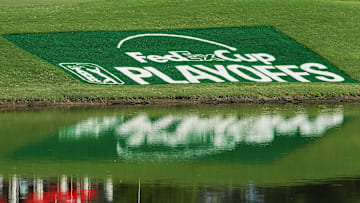 The FedEx Cup Playoffs logo at East Lake Golf Club, home of the Tour Championship