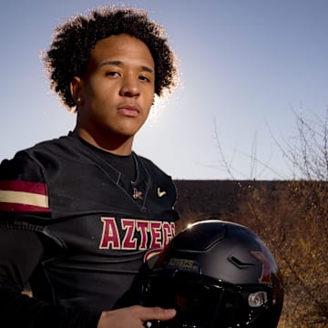 Football Offensive Player of the Year El Dorado’s Ryan Estrada stands for a portrait on Saturday, Jan. 11, 2025, at the Don Haskins Recreation Center in West El Paso, Texas.