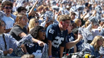 Penn State football fans cheer the Nittany Lions during a college football game at Beaver Stadium. 