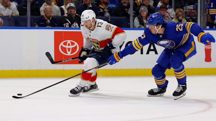 Florida Panthers forward Sam Reinhart and Buffalo Sabres defenseman Owen Power