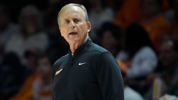 Tennessee basketball coach Rick Barnes during the NCAA college basketball game against Austin Peay on Sunday, Nov. 17, 2024, in Knoxville, Tenn. Tennessee basketball coach Rick Barnes during the NCAA college basketball game against Austin Peay on Sunday, Nov. 17, 2024, in Knoxville, Tenn.