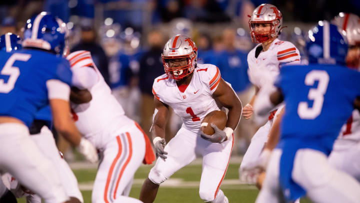 Baylor's Shekai Mills-Knight (1) during the TSSAA BlueCross Bowl Division II-AAA championship game at Finley Stadium in Chattanooga, Tenn. on Thursday, Nov 30, 2023.