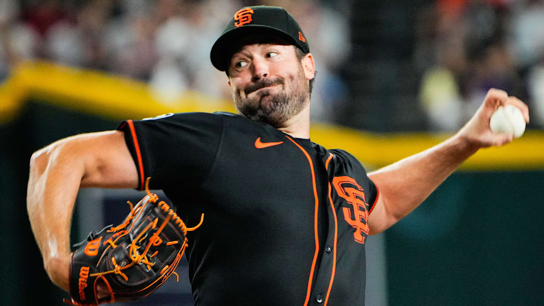 Jul 3, 2025; Phoenix, Arizona, USA; San Francisco Giants pitcher Robbie Ray (38) during the ninth inning during a game between the Arizona Diamondbacks and the San Francisco Giants at Chase Field