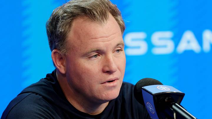Titans general manager Mike Borgonzi speaks to members of the media during a pre NFL draft press conference held at the Titans practice facility Thursday, April 16, 2026.