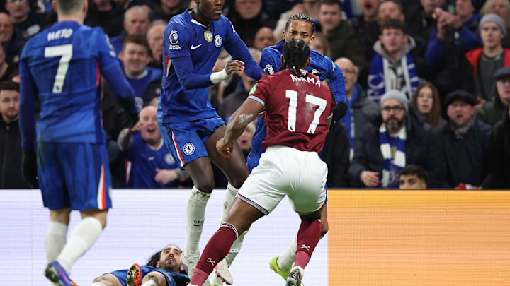Adama Traoré's debut for West Ham has gone viral after tossing Chelsea's Marc Cucurella to the ground. 