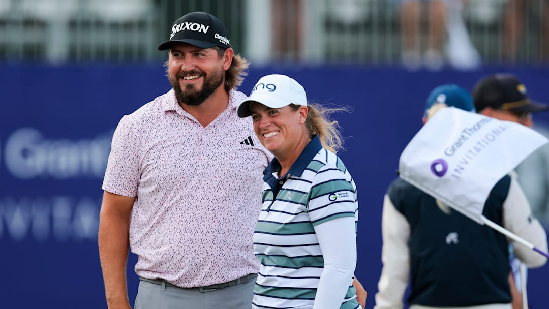 Teammates Andrew Novak and Lauren Coughlin were all smiles after winning the 2025 Grant Thornton Invitational.