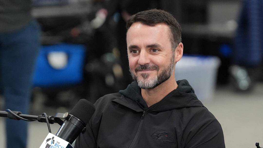 Feb 24, 2026; Indianapolis, IN, USA; Baltimore Ravens coach Jesse Minter at the NFL Scouting Combine at the Indiana Convention Center. Mandatory Credit: Kirby Lee-Imagn Images