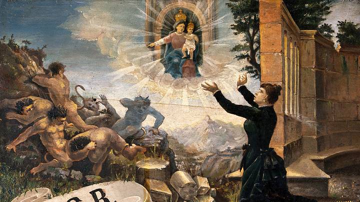 A woman expressing thanks to the Madonna del Parto for cure of insanity in the form of expelled...