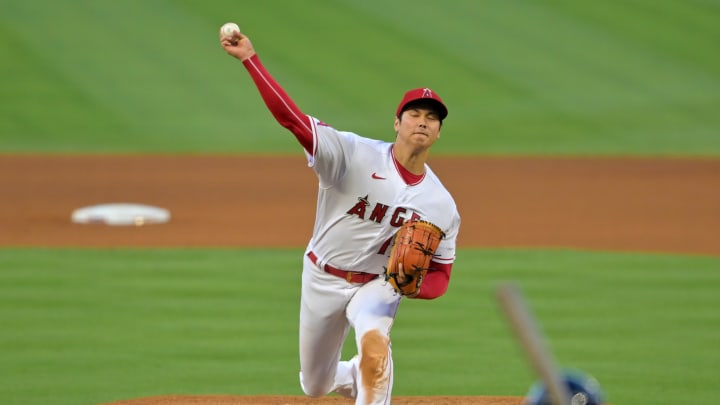 Jul 13, 2022; Anaheim, California, USA; Los Angeles Angels starting pitcher Shohei Ohtani (17)