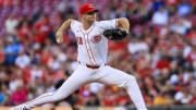 Jun 24, 2024; Cincinnati, Ohio, USA; Cincinnati Reds starting pitcher Carson Spiers (68) pitches against the Pittsburgh Pirates in the first inning at Great American Ball Park. 