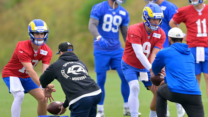 Los Angeles Rams Offseason Workout Stetson Bennett, Brett Rypien, Matthew Stafford, Dresser Winn