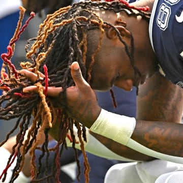 Inglewood, California, USA; Dallas Cowboys wide receiver CeeDee Lamb (88) sits on the bench before the start of the game against the Los Angeles Rams at SoFi Stadium. 