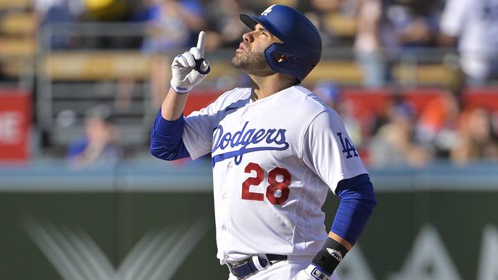 Sep 24, 2023; Los Angeles, California, USA;  Los Angeles Dodgers designated hitter J.D. Martinez