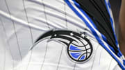 Jan 29, 2024; Dallas, Texas, USA; A view of the Orlando Magic logo during the game between the