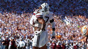 Mississippi State Bulldogs running back Fluff Bothwell celebrates after a touchdown against the Tennessee Volunteers