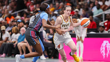 Indiana Fever guard Caitlin Clark drives to the basket against the Atlanta Dream.