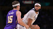 Mavericks forward Anthony Davis returned from a calf injury to face his former team in the Lakers for the first time since he was traded in February.
