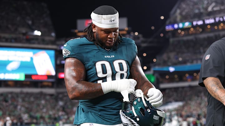 Philadelphia Eagles DT Jalen Carter won't play in Week 6 due to a heel injury. Philadelphia Eagles DT Jalen Carter won't play in Week 6 due to a heel injury.