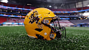 Jan 1, 2025; Atlanta, GA, USA; A detail view of an Arizona State Sun Devils helmet before the Peach Bowl at Mercedes-Benz Stadium. Mandatory Credit: Brett Davis-Imagn Images