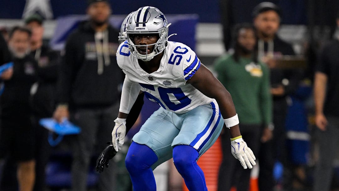 Sep 28, 2025; Arlington, Texas, USA; Dallas Cowboys linebacker Shemar James (50) lines up during the game between the Dallas Cowboys and the Green Bay Packers at AT&T Stadium. Mandatory Credit: Jerome Miron-Imagn Images Sep 28, 2025; Arlington, Texas, USA; Dallas Cowboys linebacker Shemar James (50) lines up during the game between the Dallas Cowboys and the Green Bay Packers at AT&T Stadium. Mandatory Credit: Jerome Miron-Imagn Images