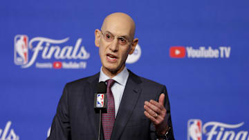 NBA commissioner Adam Silver speaks to media as the Oklahoma City Thunder take on the Indiana Pacers in the 2025 NBA Finals.