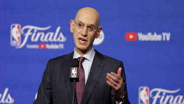NBA commissioner Adam Silver speaks to the media before game one between the Oklahoma City Thunder and the Indiana Pacers.