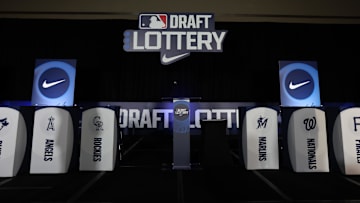 A general view of the set of the MLB Draft Lottery