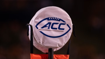 Sep 4, 2021; Charlottesville, Virginia, USA; A detailed view of the ACC logo on the down marker used during the game between William & Mary Tribe and the Virginia Cavaliers at Scott Stadium. Mandatory Credit: Scott Taetsch-USA TODAY Sports