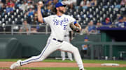 Kansas City Royals reliever Jackson Kowar throws during a game against the Chicago White Sox on Sept. 5, 2023, at Kauffman Stadium.