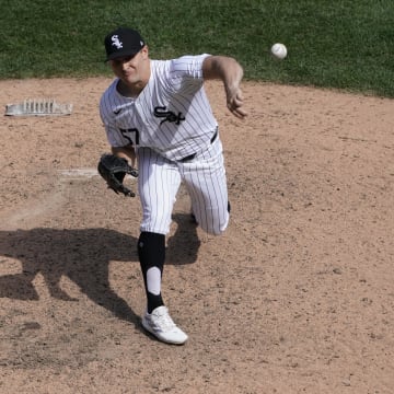 Jun 9, 2024; Chicago, Illinois, USA; Chicago White Sox pitcher Tanner Banks throws a pitch.