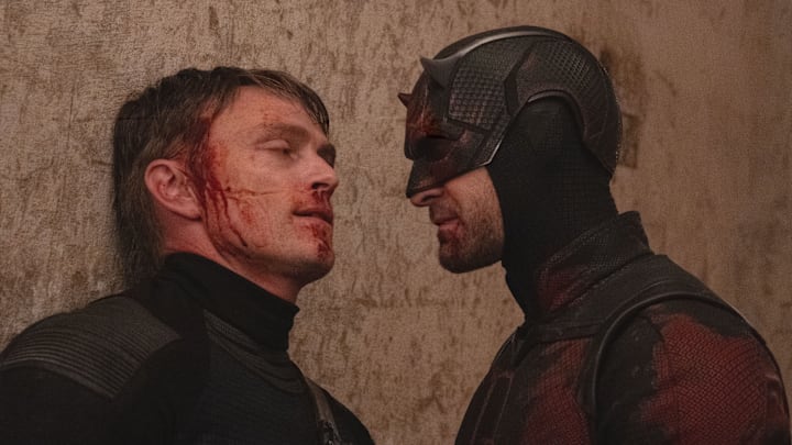 (L-R) Matt Murdock/Daredevil (Charlie Cox) and Ben Pointsdexter/Bullesye (Wilson Bethel) in Marvel Television's DAREDEVIL: BORN AGAIN SEASON 2, exclusively on Disney+. 