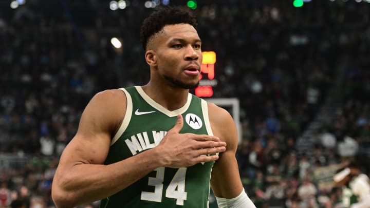 Milwaukee Bucks forward Giannis Antetokounmpo (34) gets ready to play the Memphis Grizzlies at Fiserv Forum. 