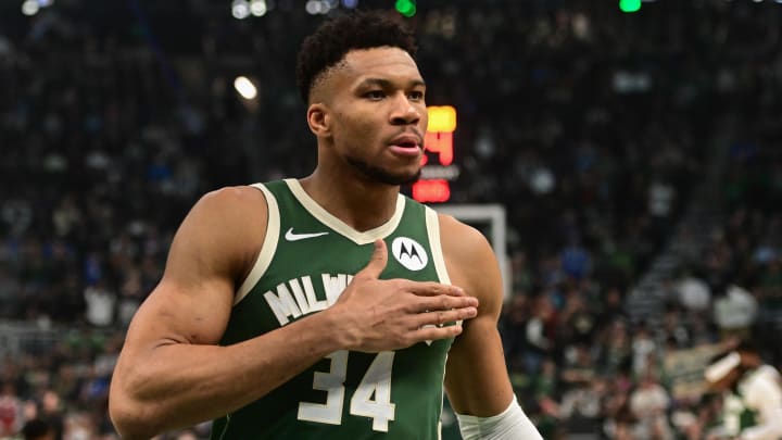 Milwaukee Bucks forward Giannis Antetokounmpo (34) gets ready to play the Memphis Grizzlies at Fiserv Forum. 