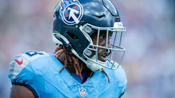 Tennessee Titans cornerback L'Jarius Sneed (38) heads off the field after a goal-line stop against the p/ during their game at Nissan Stadium in Nashville, Tenn., Sunday, Sept. 22, 2024.