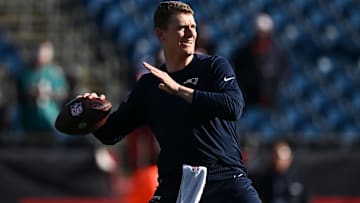 Jan 1, 2023; Foxborough, Massachusetts, USA; New England Patriots quarterback Mac Jones (10) throws