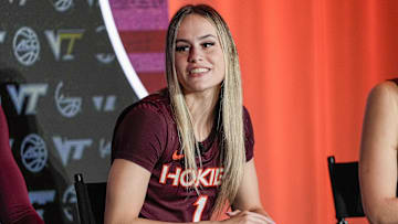 Oct 9, 2024; Virginia Tech guard Carleigh Wenzel during ACC Media Days in Charlotte, N.C.