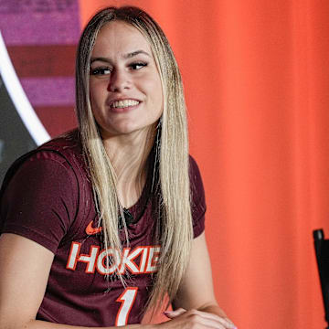 Oct 9, 2024; Virginia Tech guard Carleigh Wenzel during ACC Media Days in Charlotte, N.C.