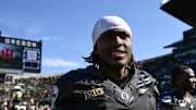 Sep 20, 2025; Eugene, Oregon, USA; Oregon Ducks wide receiver Dakorien Moore (1) walks off the field after the game against the Oregon State Beavers at Autzen Stadium.