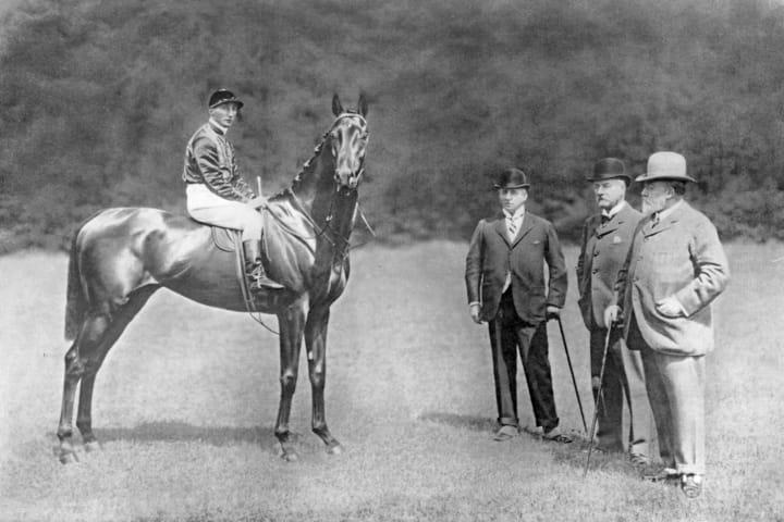 minoru, early 20th century racehorse, with owner king edward vii