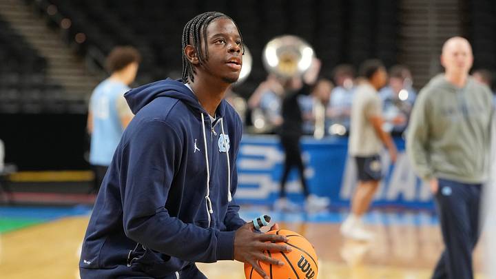 Mar 18, 2026; Greenville, SC, USA; North Carolina Tar Heels forward Caleb Wilson (8) during a practice session ahead of the first round of the men's 2026 NCAA Tournament at Bon Secours Wellness Arena. Mandatory Credit: Bob Donnan-Imagn Images