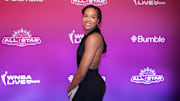 Minnesota Lynx player Napheesa Collier walks the red carpet during the WNBA All Star weekend at the Phoenix Convention Center. 