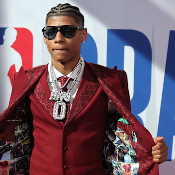 Former Oklahoma guard Jeremiah Fears as he arrived at the NBA Draft in Brooklyn, NY, on Wednesday.