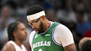 Oct 26, 2025; Dallas, Texas, USA; Dallas Mavericks forward Anthony Davis (3) looks on during the game between the Mavericks and the Raptors at the American Airlines Center. Mandatory Credit: Jerome Miron-Imagn Images