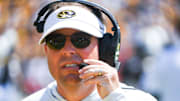 Sept 13, 2025; Columbia, Missouri, USA; Missouri Tigers head coach Eli Drinkwitz in the second quarter at Faurot Field.