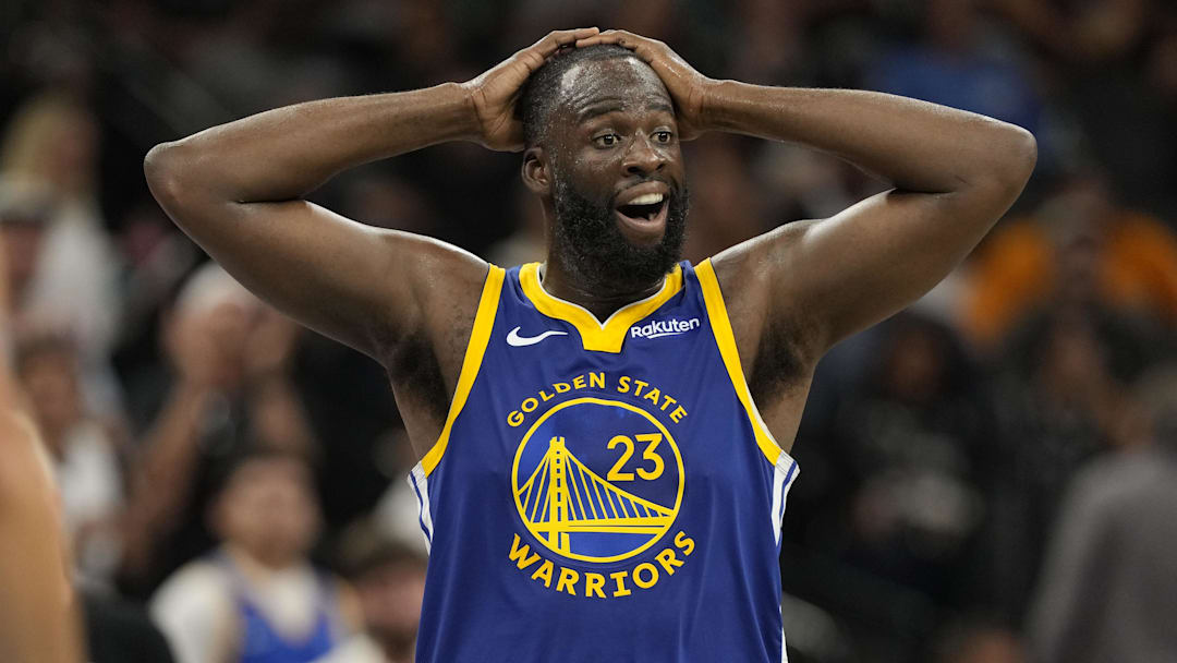 Nov 14, 2025; San Antonio, Texas, USA; Golden State Warriors forward Draymond Green (23) reacts after being called for a foul during the second half against the San Antonio Spurs at Frost Bank Center. Mandatory Credit: Scott Wachter-Imagn Images Nov 14, 2025; San Antonio, Texas, USA; Golden State Warriors forward Draymond Green (23) reacts after being called for a foul during the second half against the San Antonio Spurs at Frost Bank Center. Mandatory Credit: Scott Wachter-Imagn Images