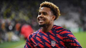 Oct 17, 2023; Nashville, Tennessee, USA; United States midfielder Weston McKennie (8) leaves the field after warmups before the match against Ghana at GEODIS Park.