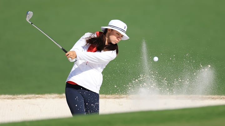 Anna Davis plays from a bunker during the 2022 Augusta National Women's Amateur.