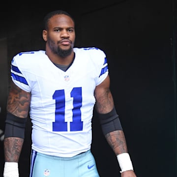 CeeDee Lamb reacts after Micah Parsons requested a trade from the Cowboys on Friday.