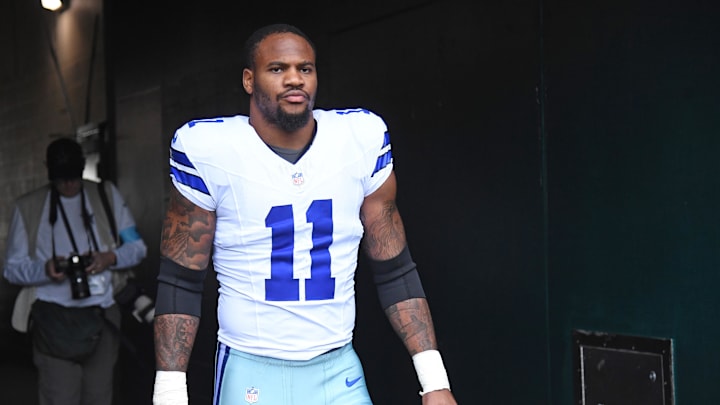 CeeDee Lamb reacts after Micah Parsons requested a trade from the Cowboys on Friday.